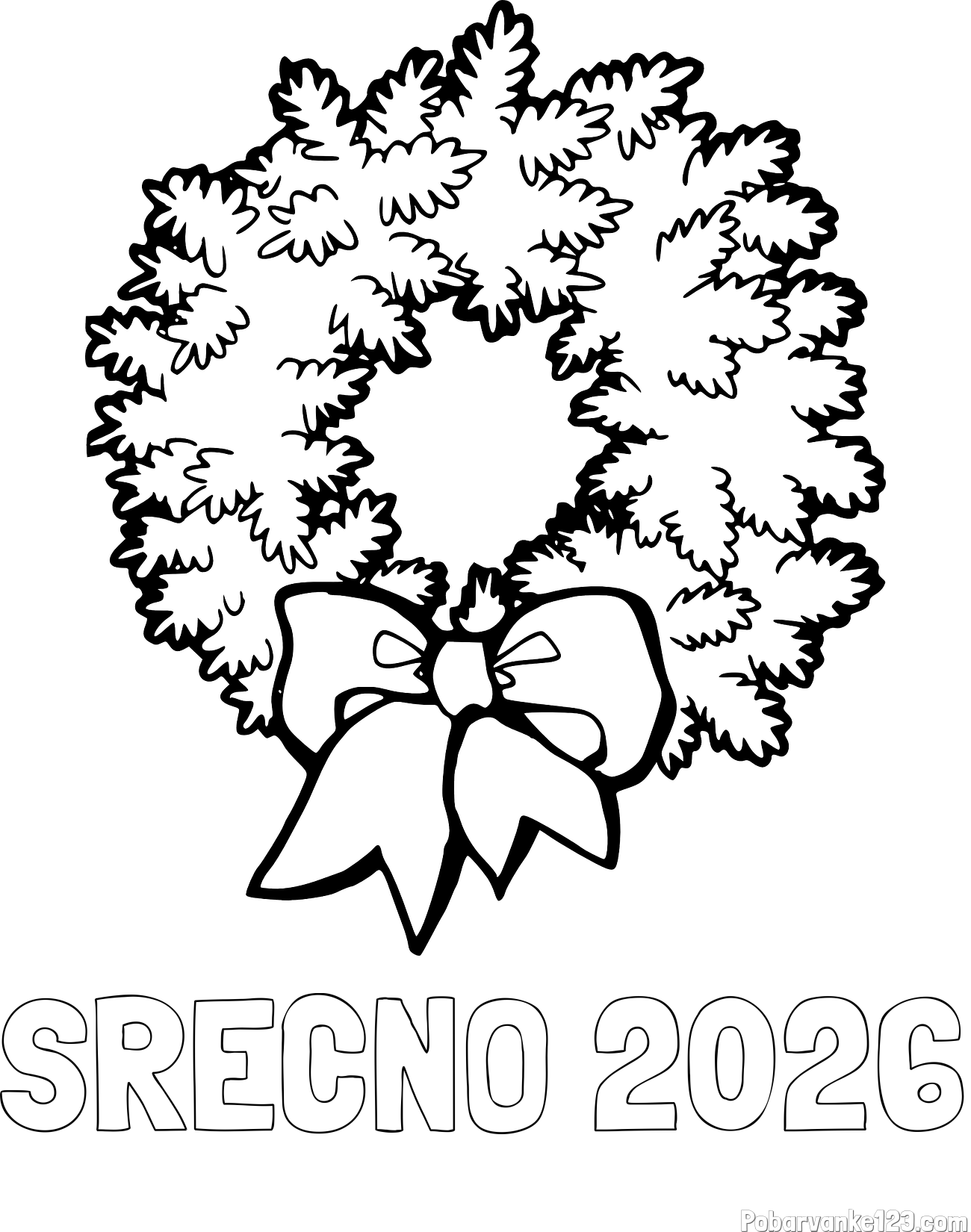 Pobarvanka imena SREČNO 2026 in adventni venček