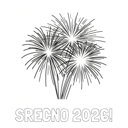 Online izdelana pobarvanka - Pobarvanka imena SREČNO 2026! in lepa pobarvanka ognjemeta