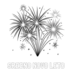 Online izdelana pobarvanka - Pobarvanka imena SREČNO NOVO LETO in pobarvanke velikega ognjemeta