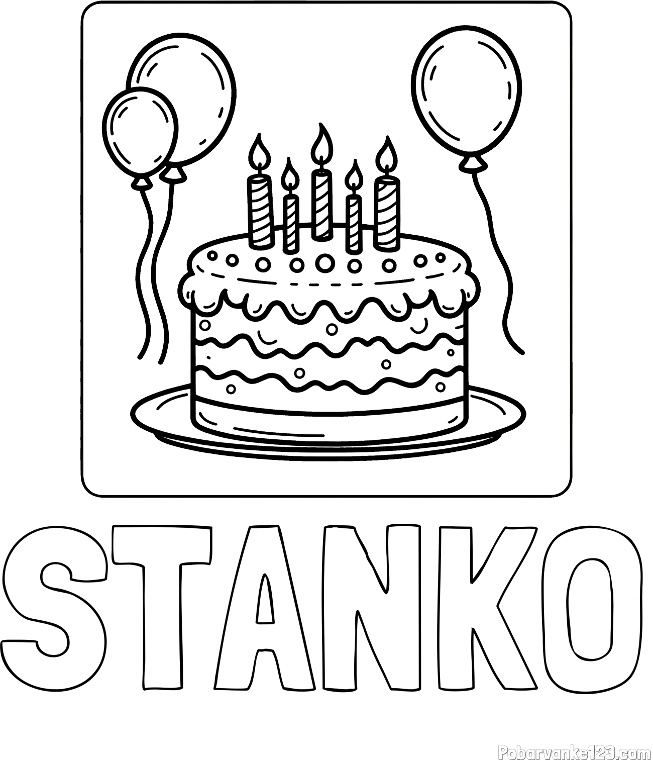 Pobarvanka imena STANKO in pobarvanka torte za 5. rojstni dan