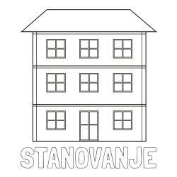 Online izdelana pobarvanka - Pobarvanka imena STANOVANJE in pobarvanka stare dvonadstropne hiše