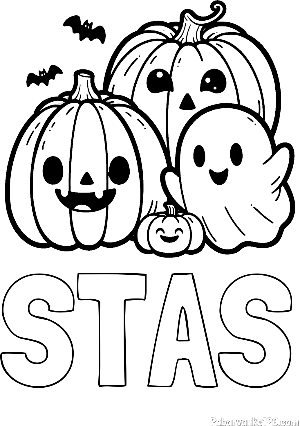 Pobarvanka imena STAŠ in pobarvanka duhca in buč za noč čarovnic