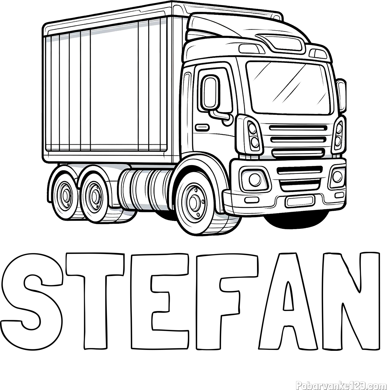Pobarvanka imena STEFAN in pobarvanka velikega tovornjaka
