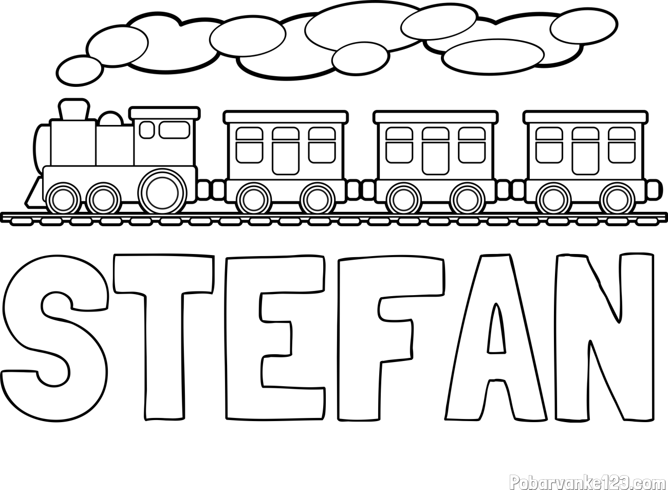 Pobarvanka imena STEFAN in pobarvanka vlaka