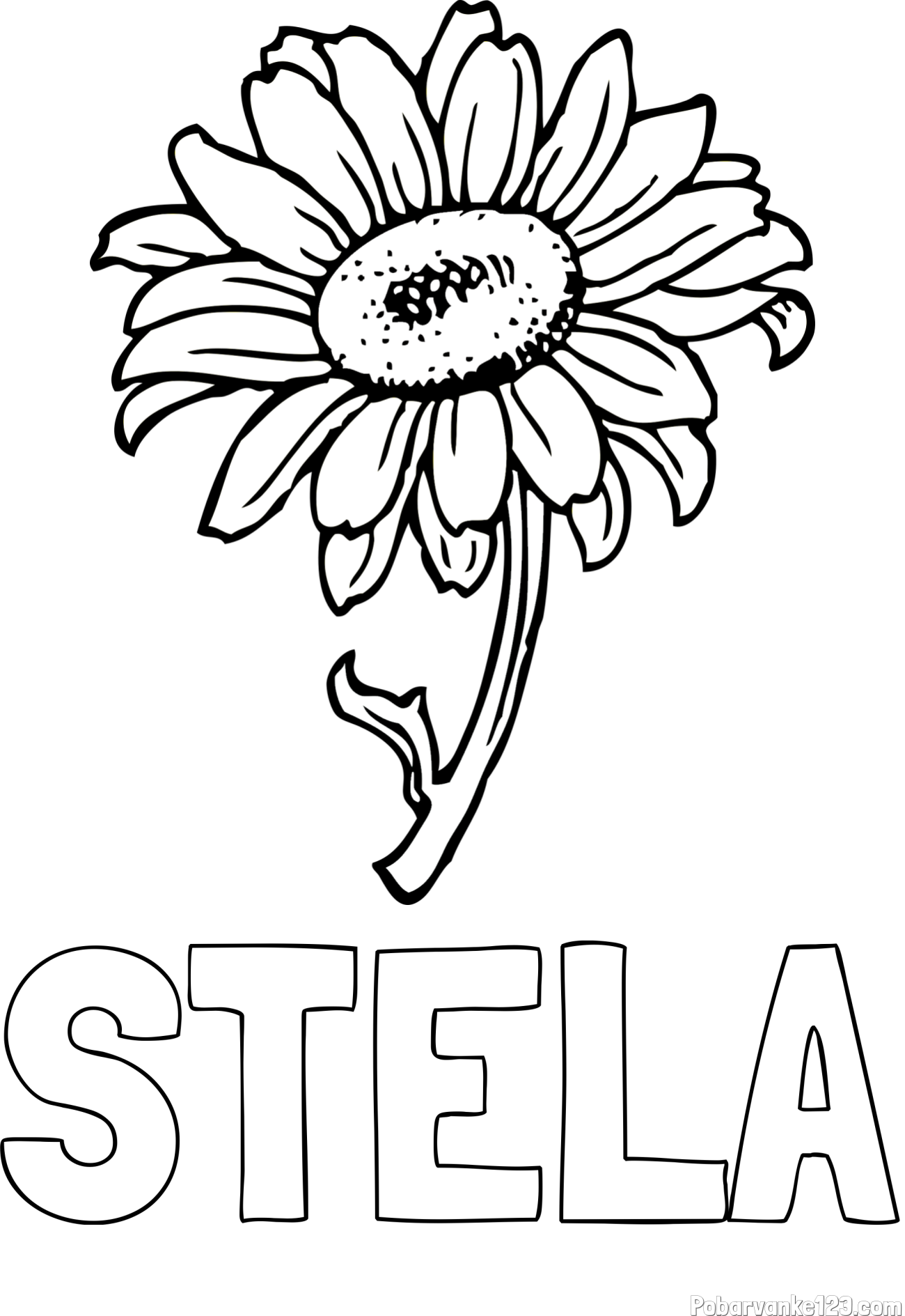 Pobarvanka imena STELA in pobarvanka lepe sončnice