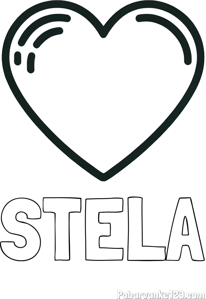 Pobarvanka imena STELA in pobarvanka lepega srčka