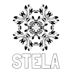 Online izdelana pobarvanka - Pobarvanka imena STELA in pobarvnaka mandale (rože)