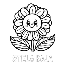 Online izdelana pobarvanka - Pobarvanka imena STELA KAJA in pobarvanka ljubke in nasmejane rože