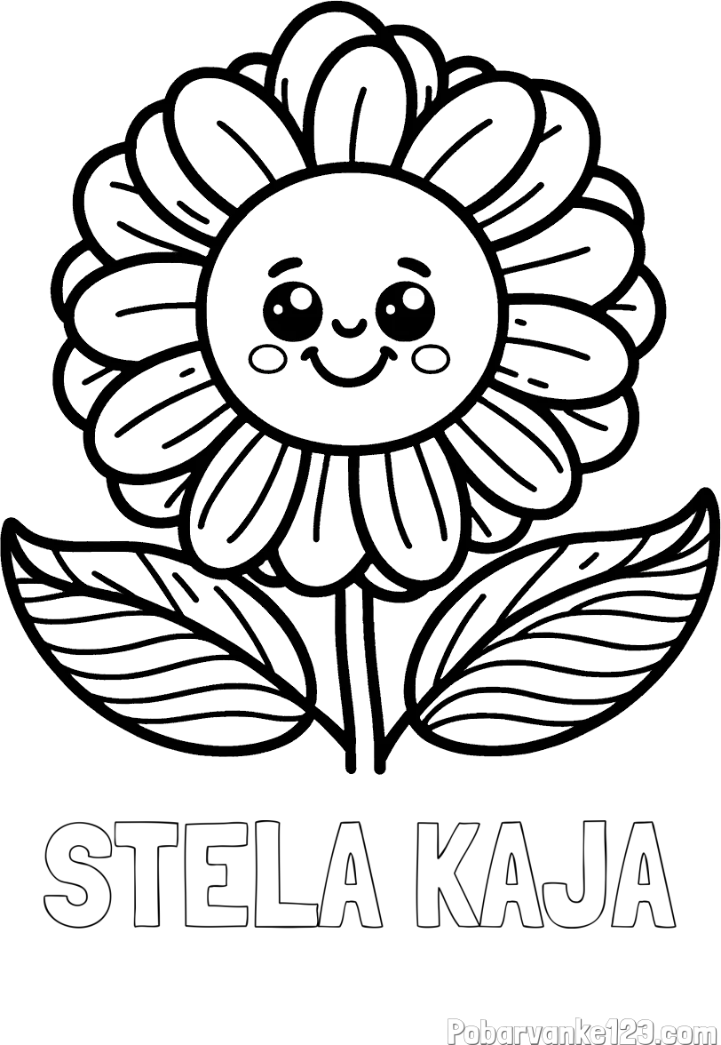 Pobarvanka imena STELA KAJA in pobarvanka ljubke in nasmejane rože