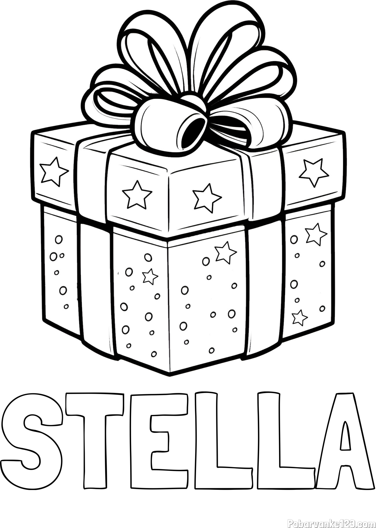 Pobarvanka imena STELLA in pobarvanka božičnega darila