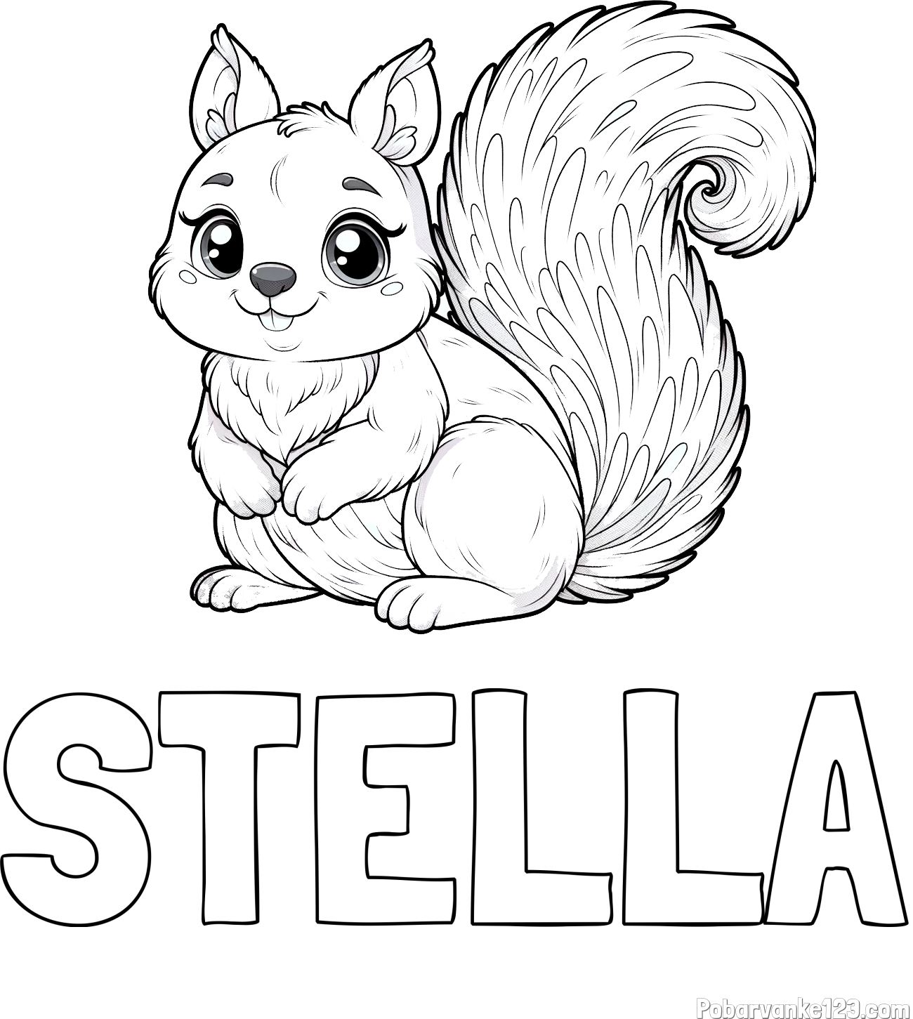 Pobarvanka imena STELLA in pobarvanka prikupne veverice