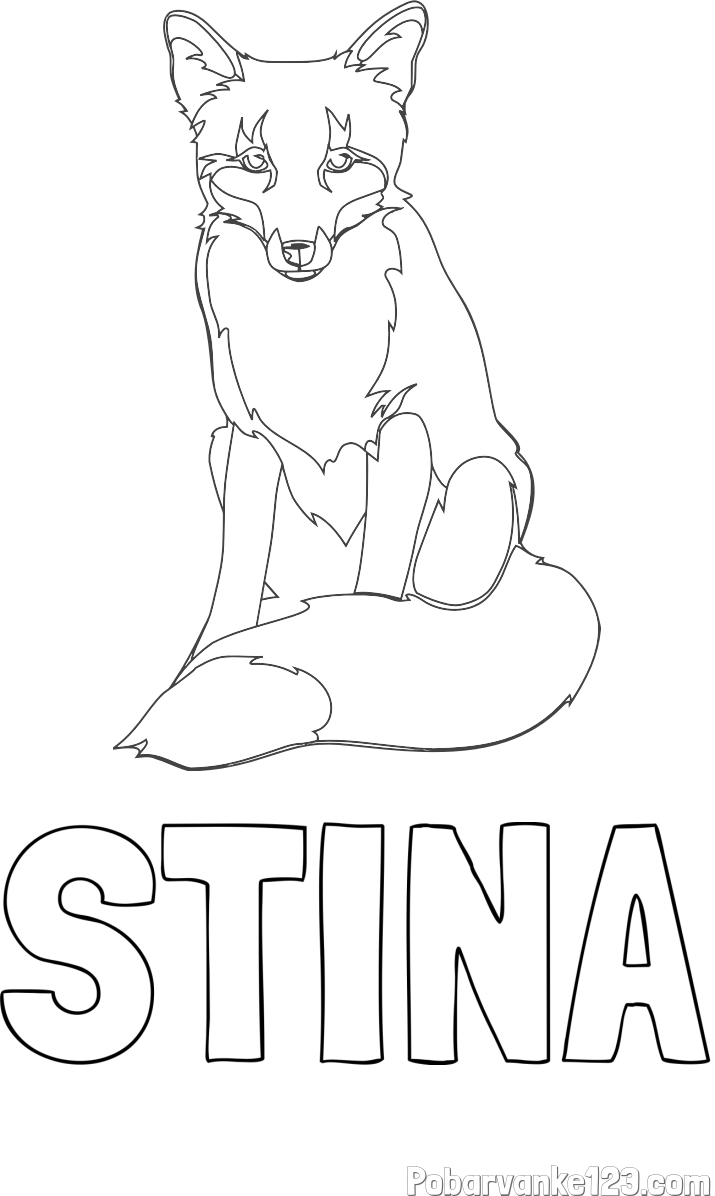 Pobarvanka imena STINA in pobarvanka lisice