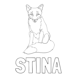 Online izdelana pobarvanka - Pobarvanka imena STINA in pobarvanka lisice