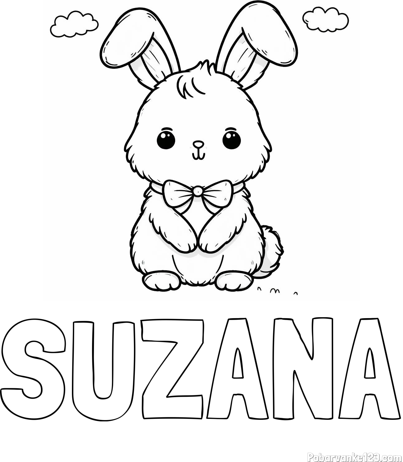 Pobarvanka imena SUZANA in pobarvanka prikupnega zajčka