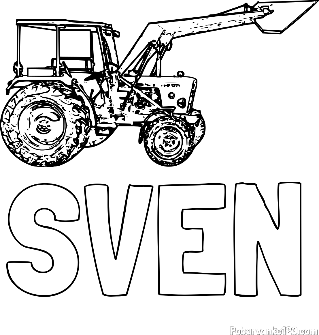Pobarvanka imena SVEN in pobarvanka starega traktorja
