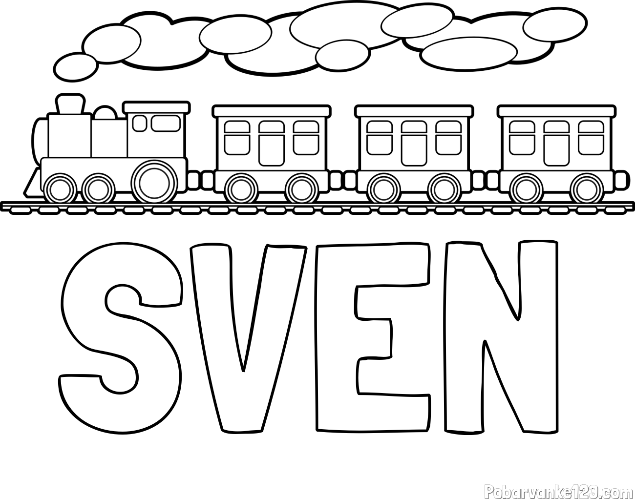 Pobarvanka imena SVEN in pobarvanka vlaka