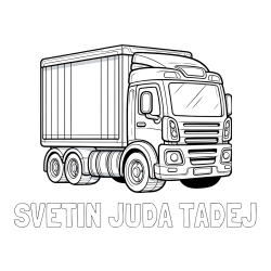Online izdelana pobarvanka - Pobarvanka imena SVETIN JUDA TADEJ in pobarvanka velikega tovornjaka