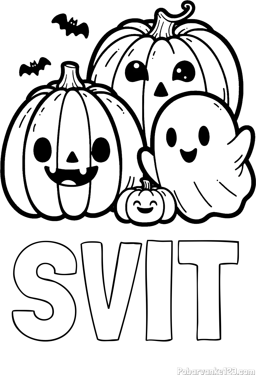 Pobarvanka imena SVIT in pobarvanka duhca in buč za noč čarovnic