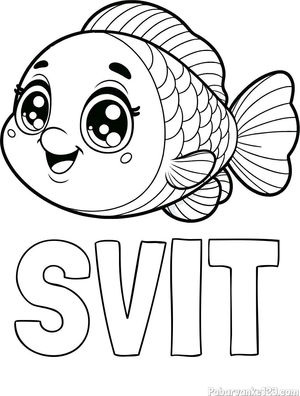 Pobarvanka imena SVIT in pobarvanka prisrčne ribe