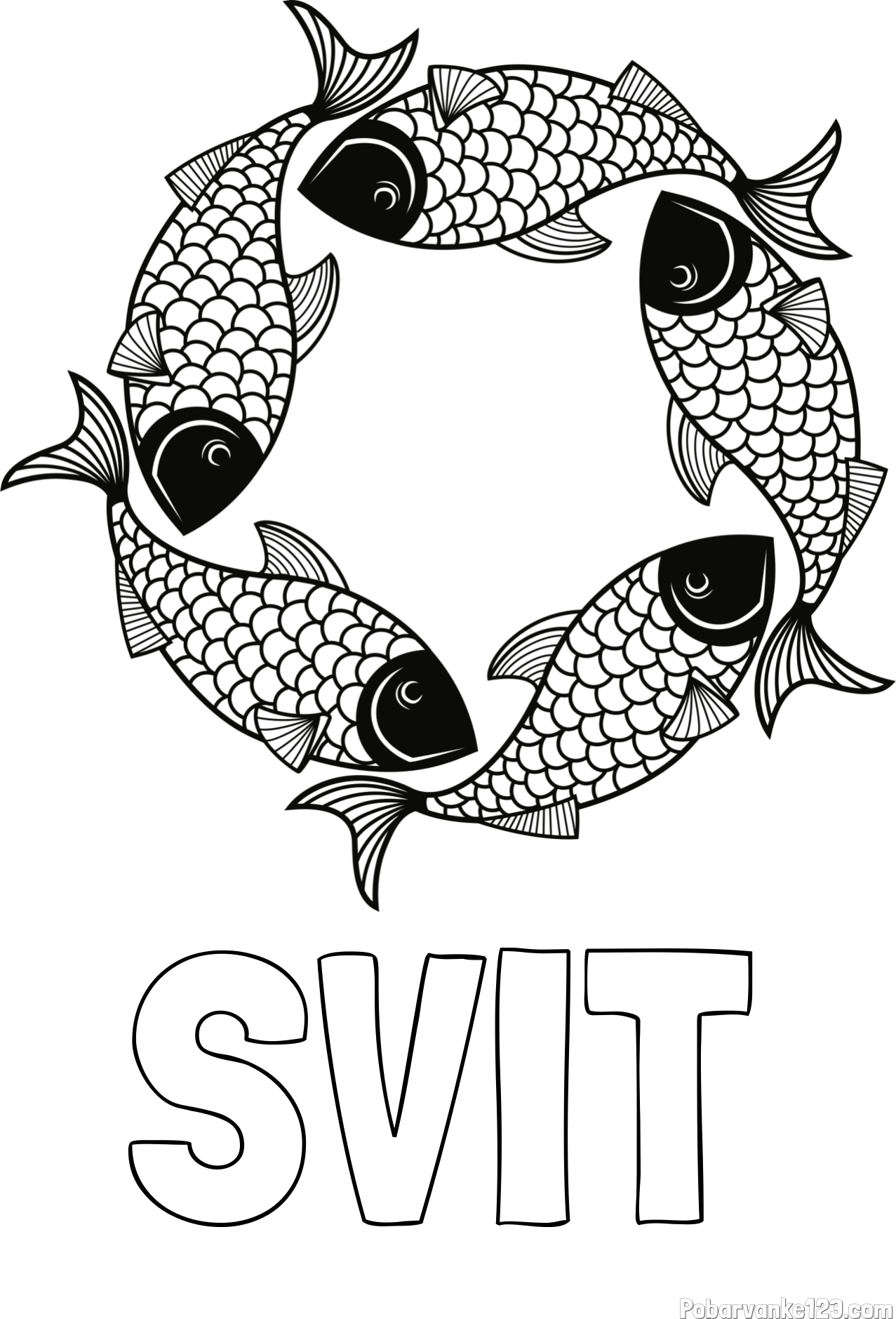 Pobarvanka imena SVIT in pobarvanka rib - mandale