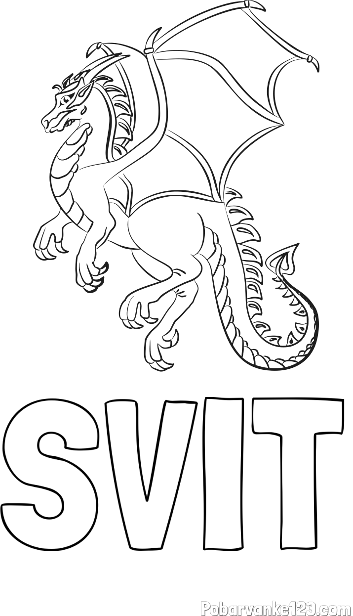 Pobarvanka imena SVIT in pobarvanka strašnega zmaja