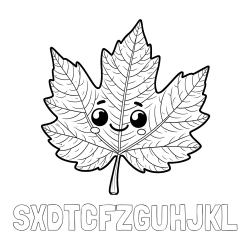 Online izdelana pobarvanka - Pobarvanka imena SXDTCFZGUHJKL in otroška pobarvanka nasmejanega lista