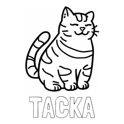 Online izdelana pobarvanka - Pobarvanka imena TAČKA in pobarvanka debelušne mačke