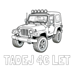 Online izdelana pobarvanka - Pobarvanka imena TADEJ 46 LET in pobarvanka džipa