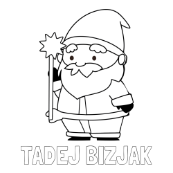 Online izdelana pobarvanka - Pobarvanka imena TADEJ BIZJAK in dedek Mraz