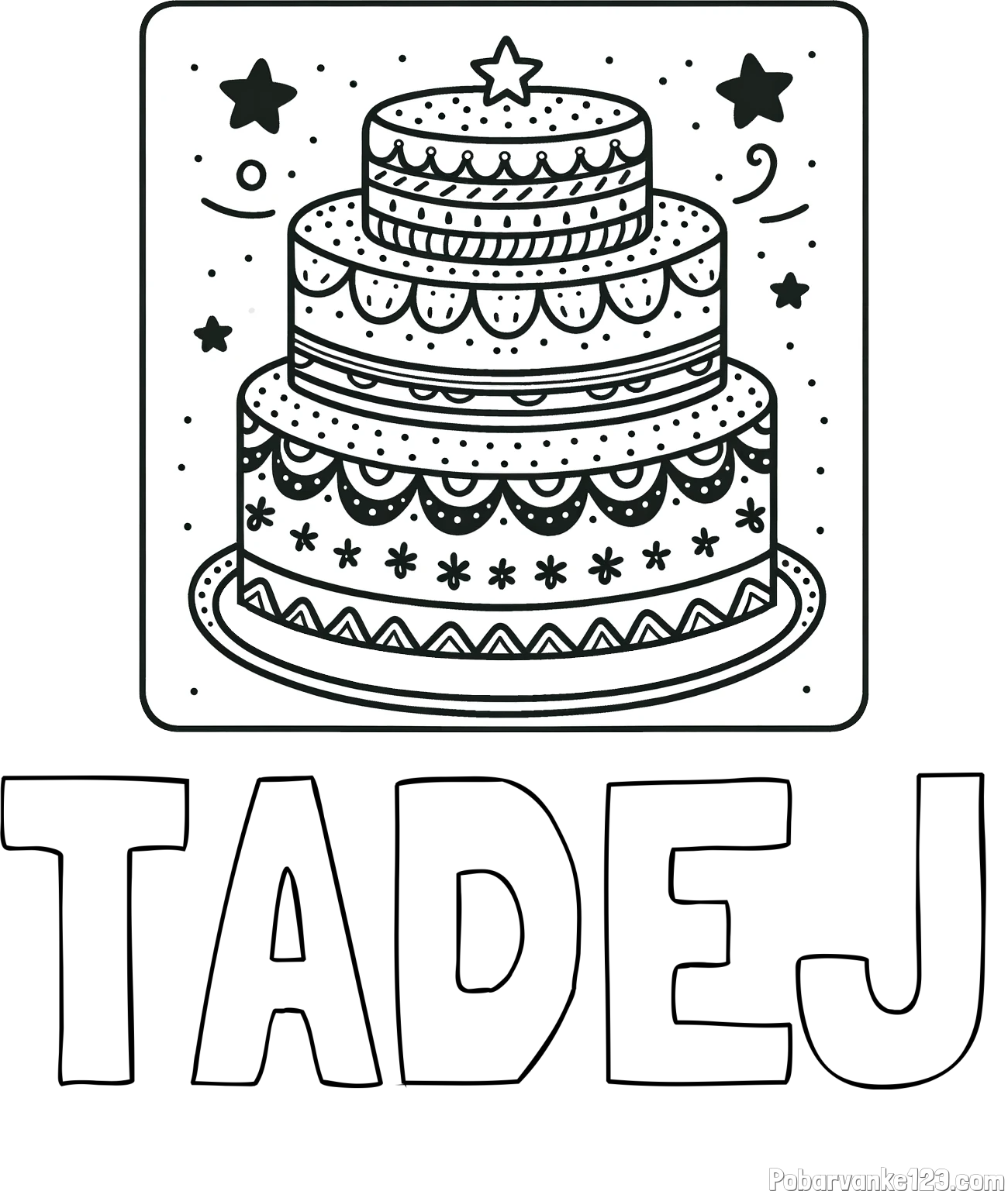 Pobarvanka imena TADEJ in pobarvanka slastne torte