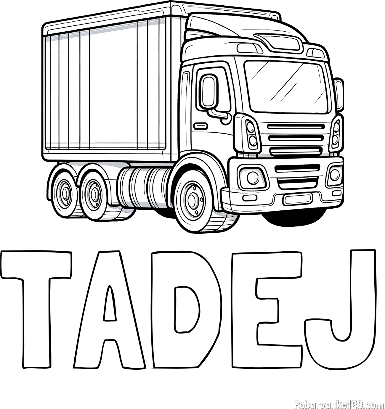 Pobarvanka imena TADEJ in pobarvanka velikega tovornjaka