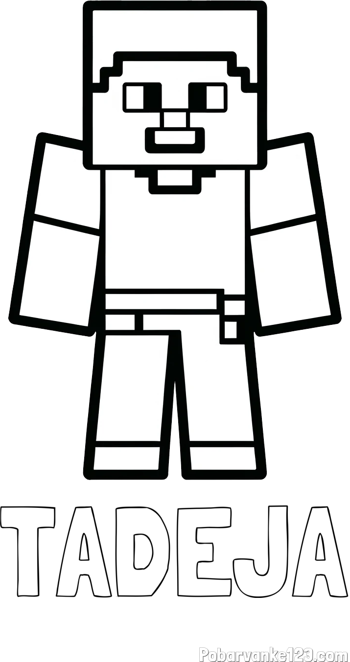 Pobarvanka imena TADEJA in pobarvanka Minecraft figurice