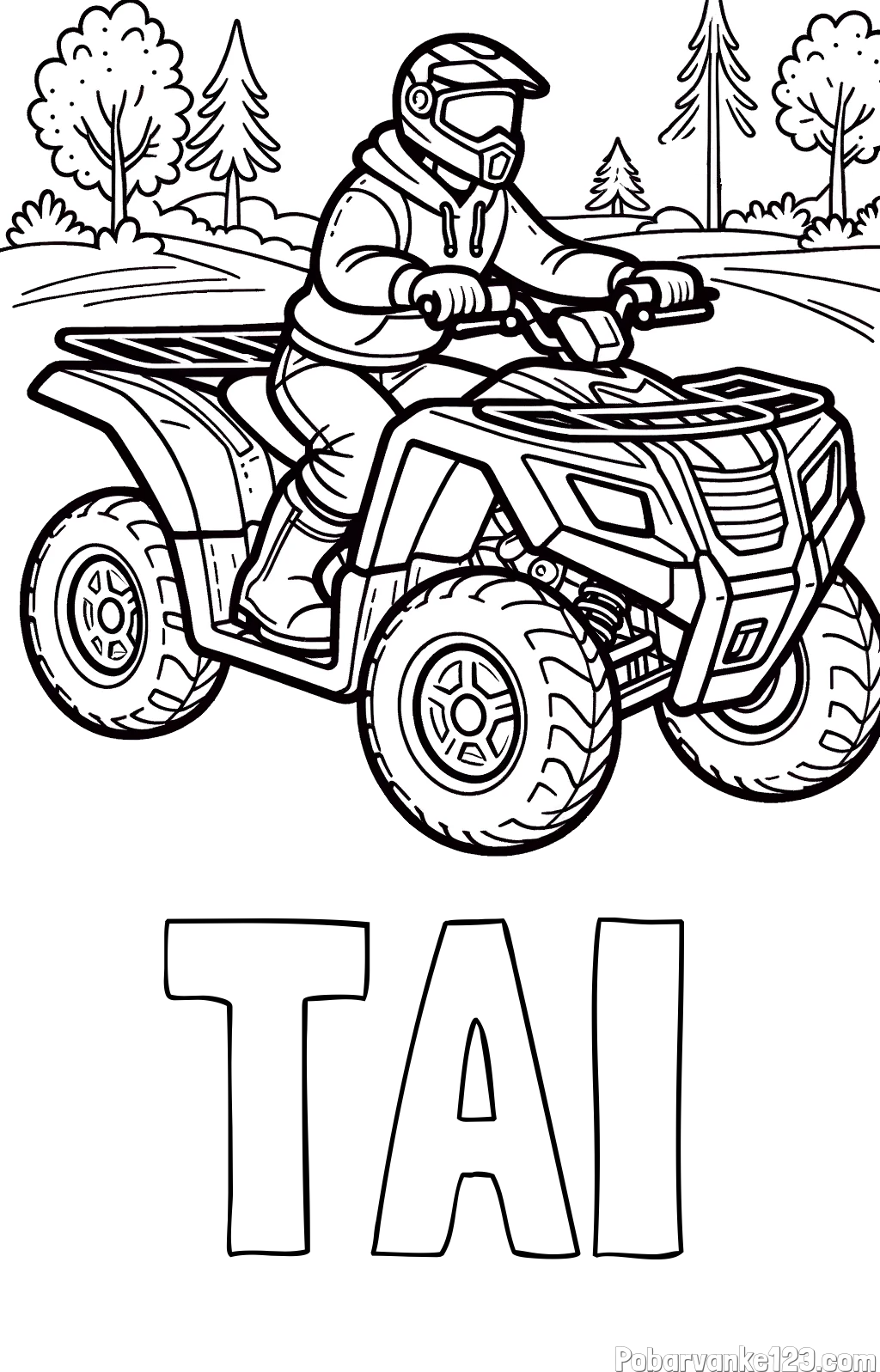 Pobarvanka imena TAI in pobarvanka motorista na štirikolesniku