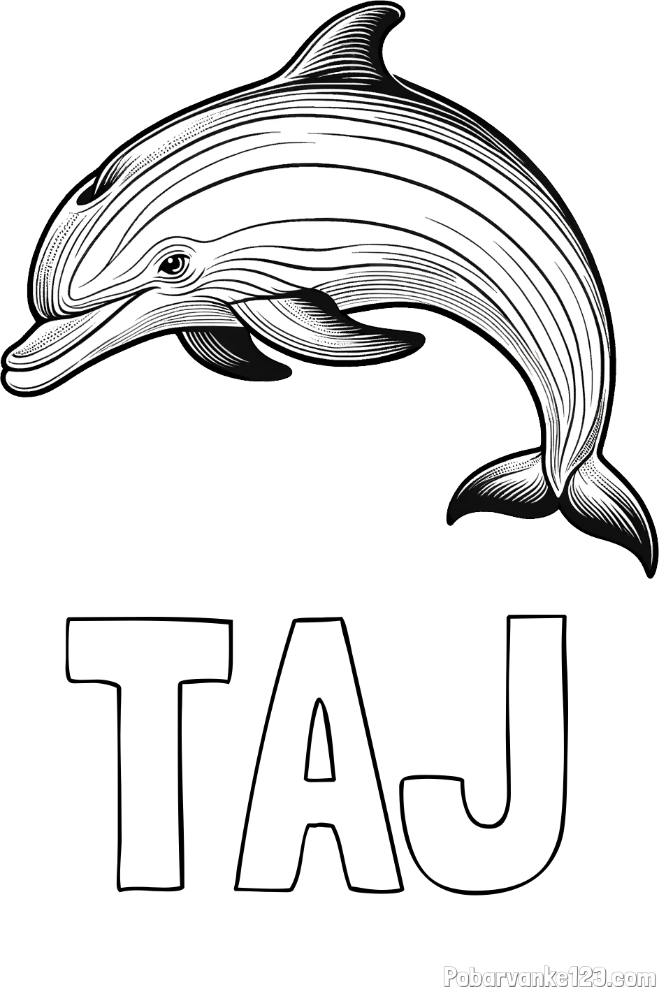 Pobarvanka imena TAJ in pobarvanka lepega delfina