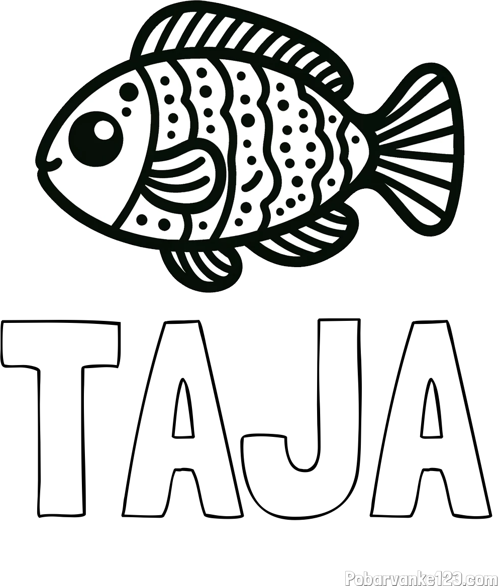 Pobarvanka imena TAJA in otroška pobarvanka ribe