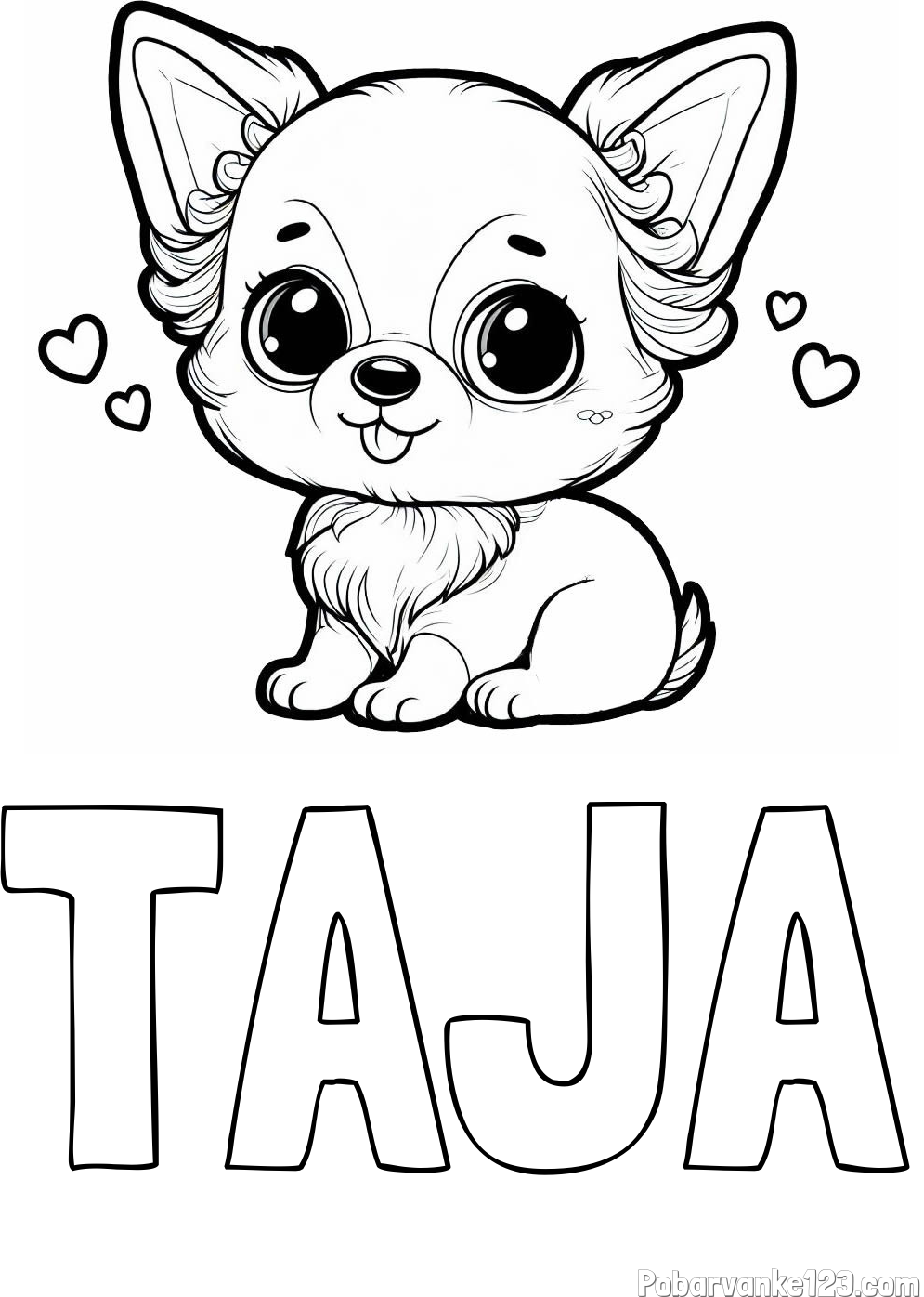 Pobarvanka imena TAJA in pobarvanka čivave