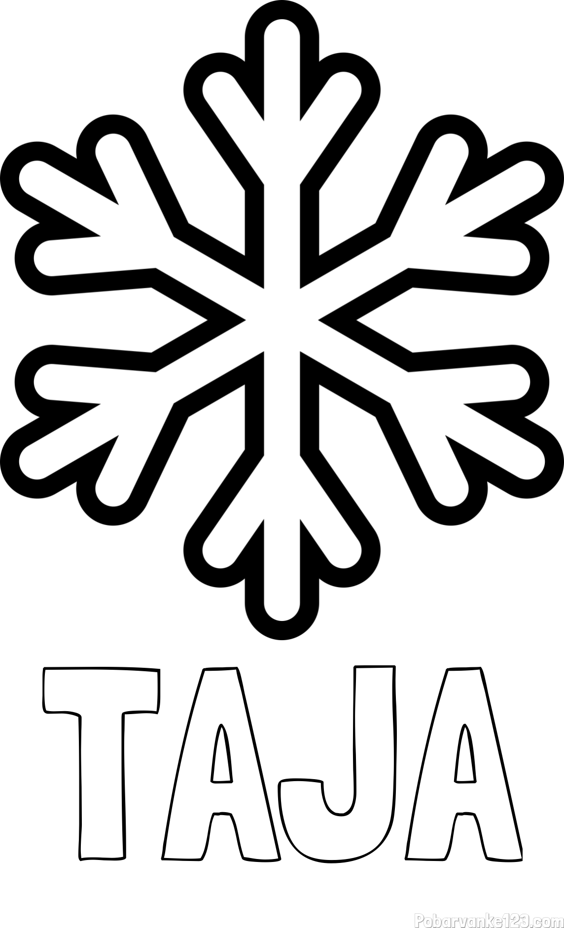 Pobarvanka imena TAJA in pobarvanka enostavne snežinke