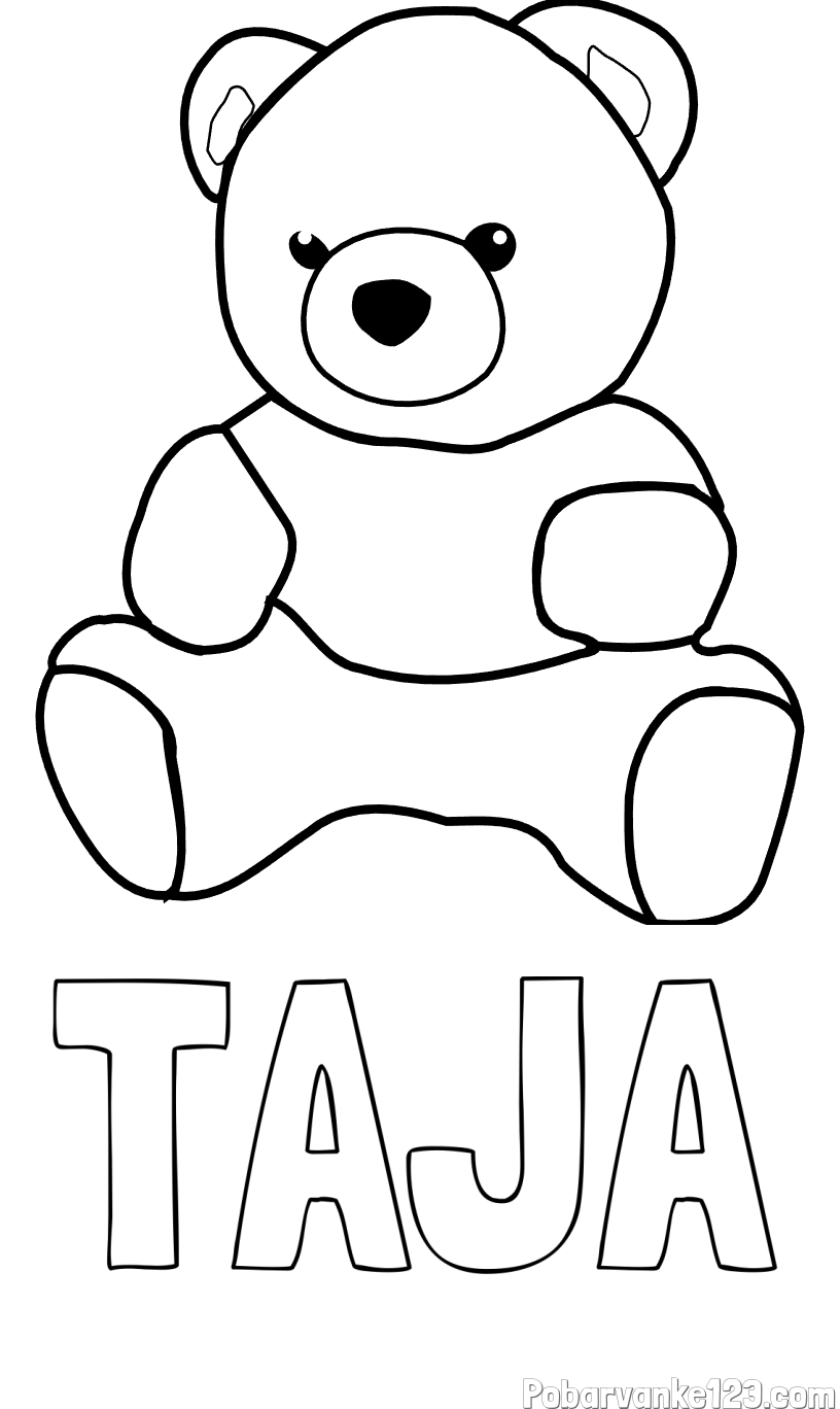 Pobarvanka imena TAJA in pobarvanka medvedka