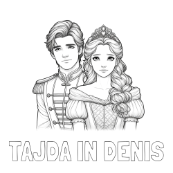 Online izdelana pobarvanka - Pobarvanka imena TAJDA IN DENIS in pobarvanka princa in princeske