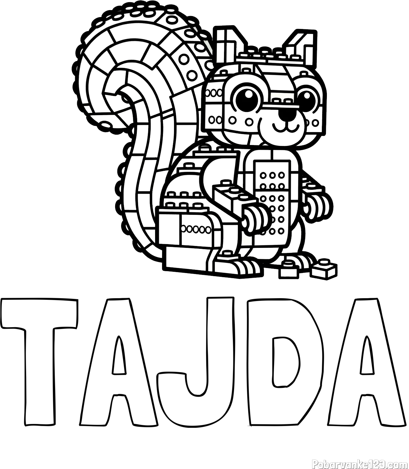 Pobarvanka imena TAJDA in pobarvanka LEGO veverice
