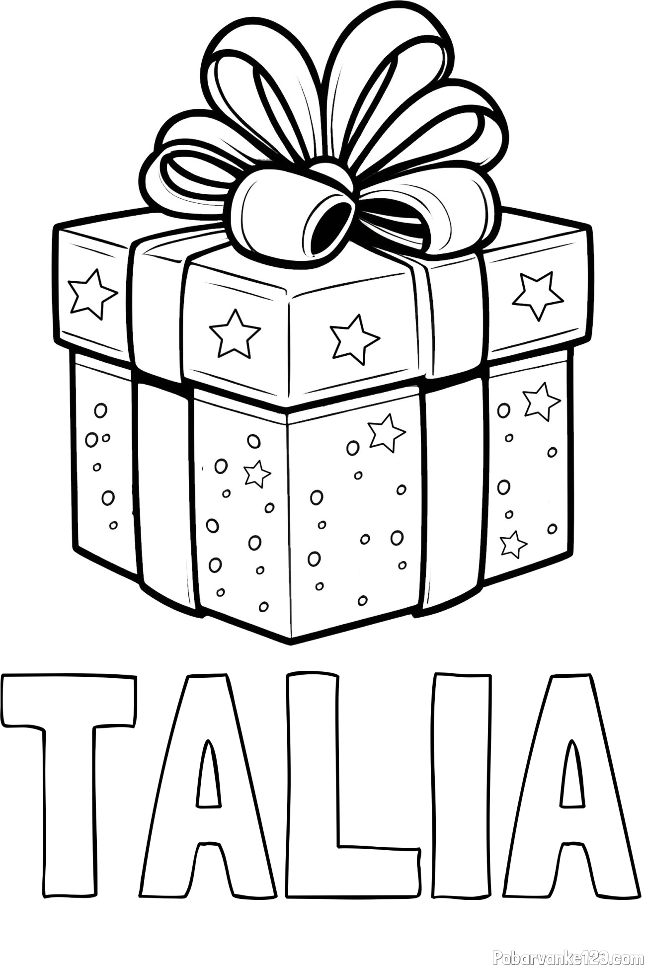 Pobarvanka imena TALIA in pobarvanka božičnega darila