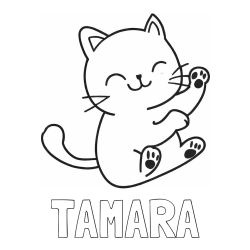 Pobarvanka imena TAMARA in pobarvanka razigranega mucka