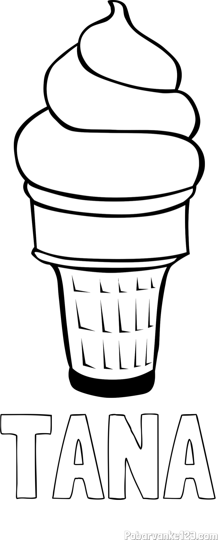 Pobarvanka imena TANA in pobarvanka sladoled