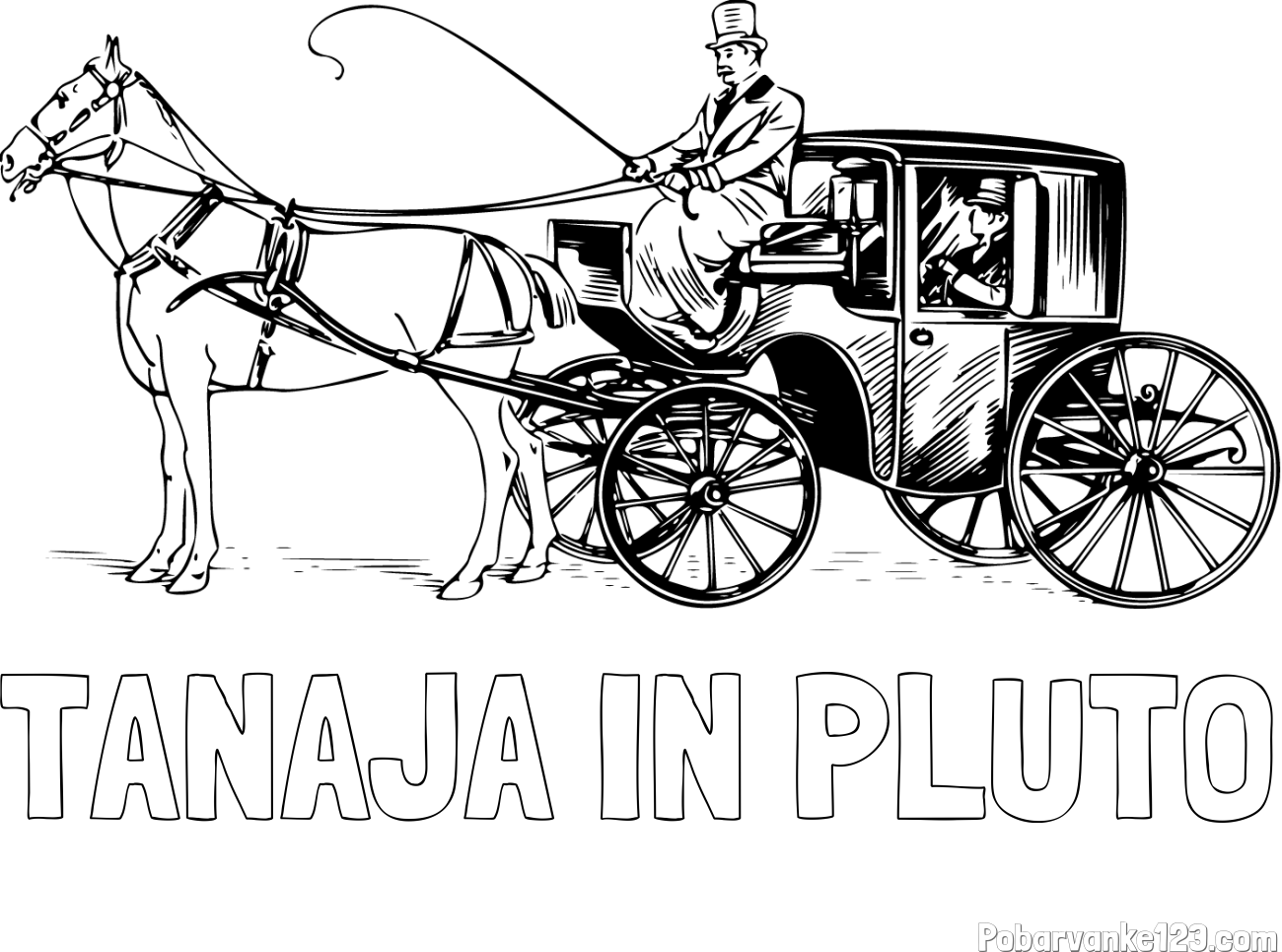 Pobarvanka imena TANAJA IN PLUTO in pobarvanka konja in kočije