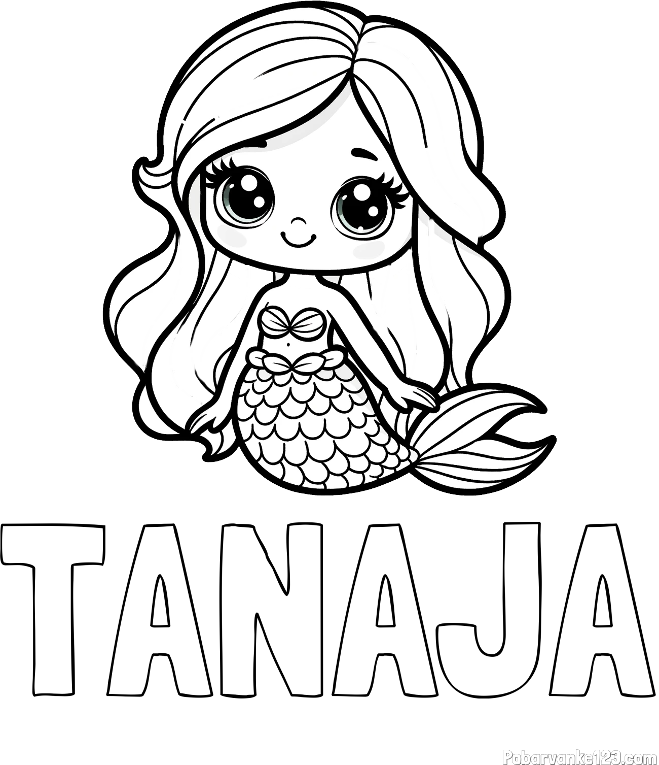 Pobarvanka imena TANAJA in pobarvanka prikupne morske deklice