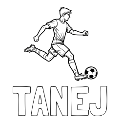 Online izdelana pobarvanka - Pobarvanka imena TANEJ in pobarvanka nogometaša v napadu