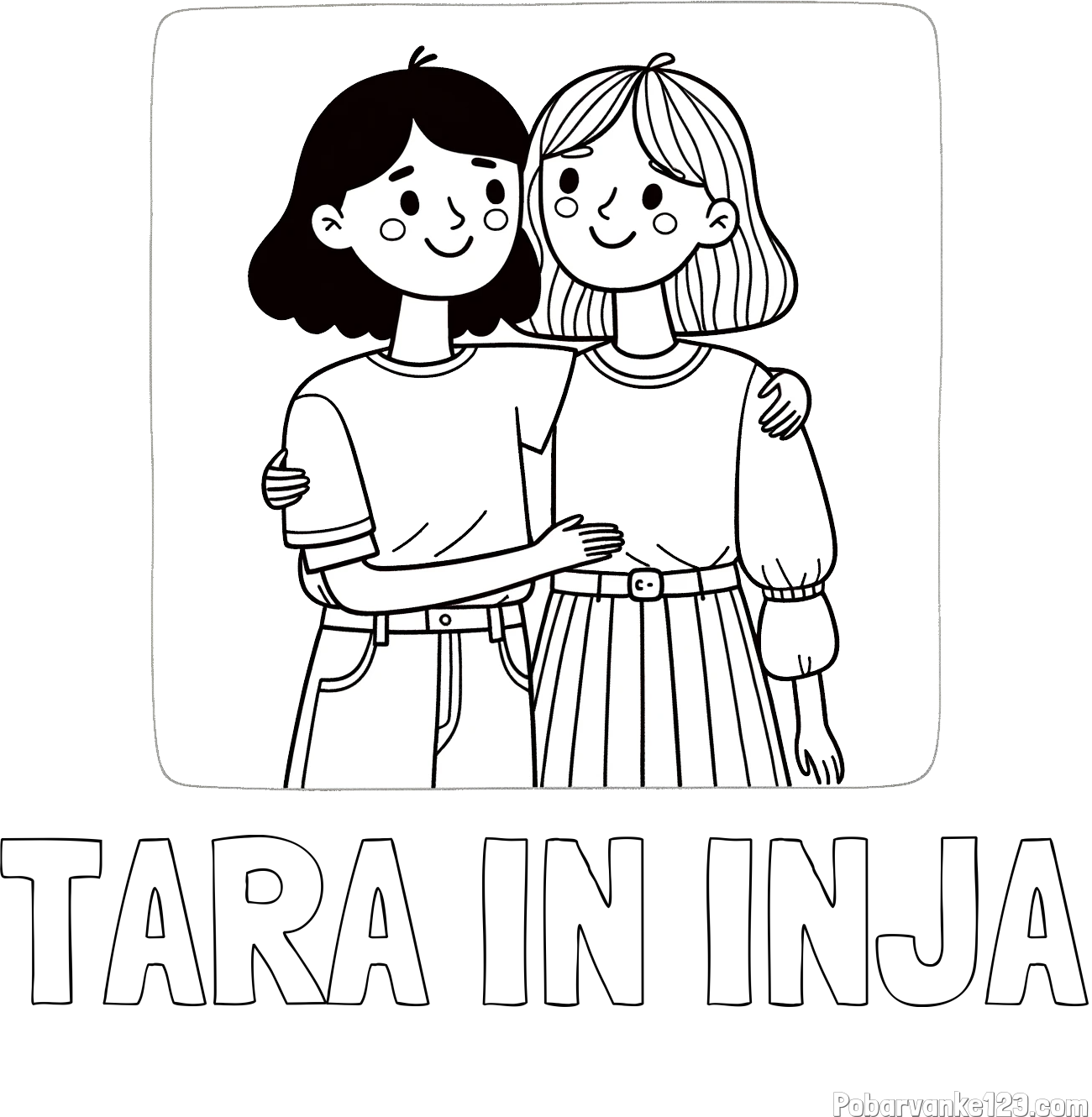 Pobarvanka imena TARA IN INJA in otroška pobarvanka dveh prijateljic