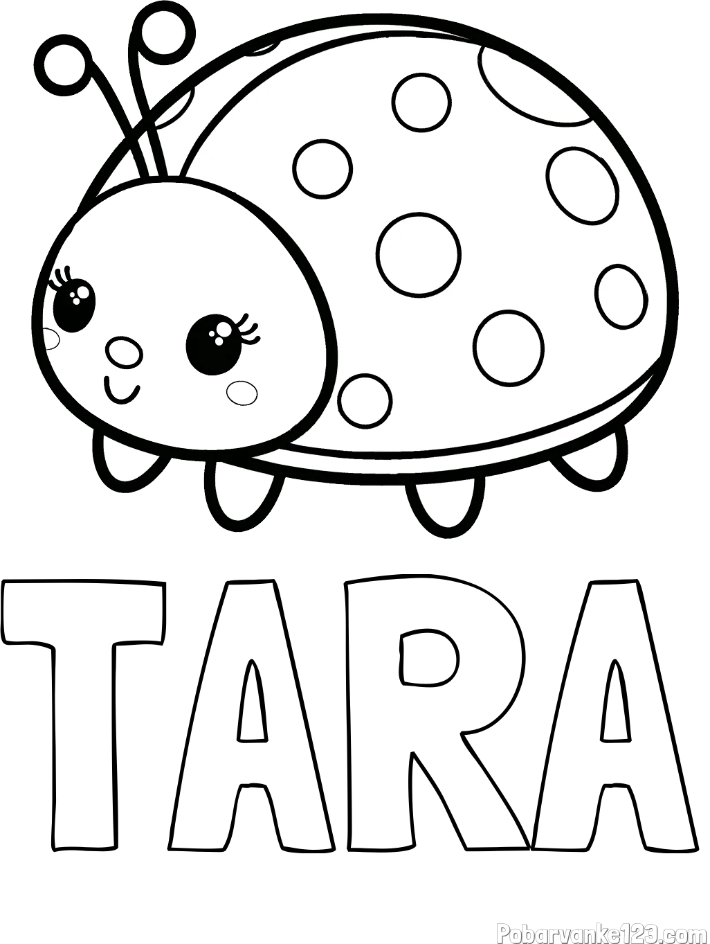 Pobarvanka imena TARA in pobarvanka ljubke pikapolonice