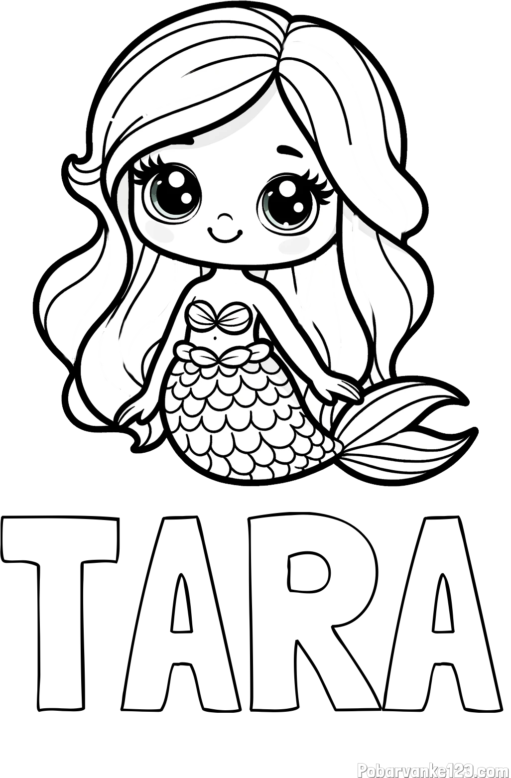 Pobarvanka imena TARA in pobarvanka prikupne morske deklice