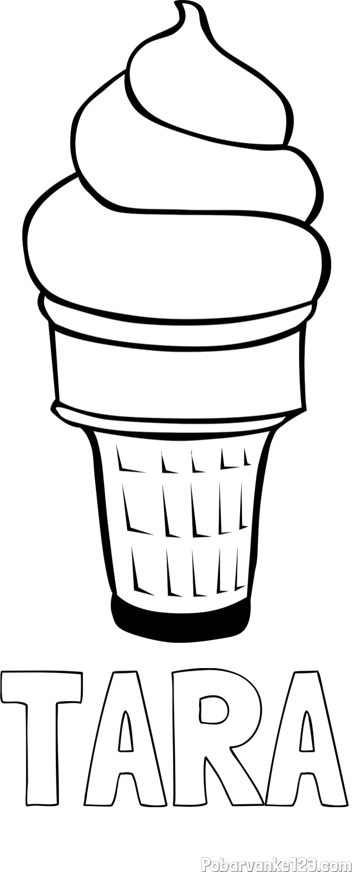 Pobarvanka imena TARA in pobarvanka sladoled